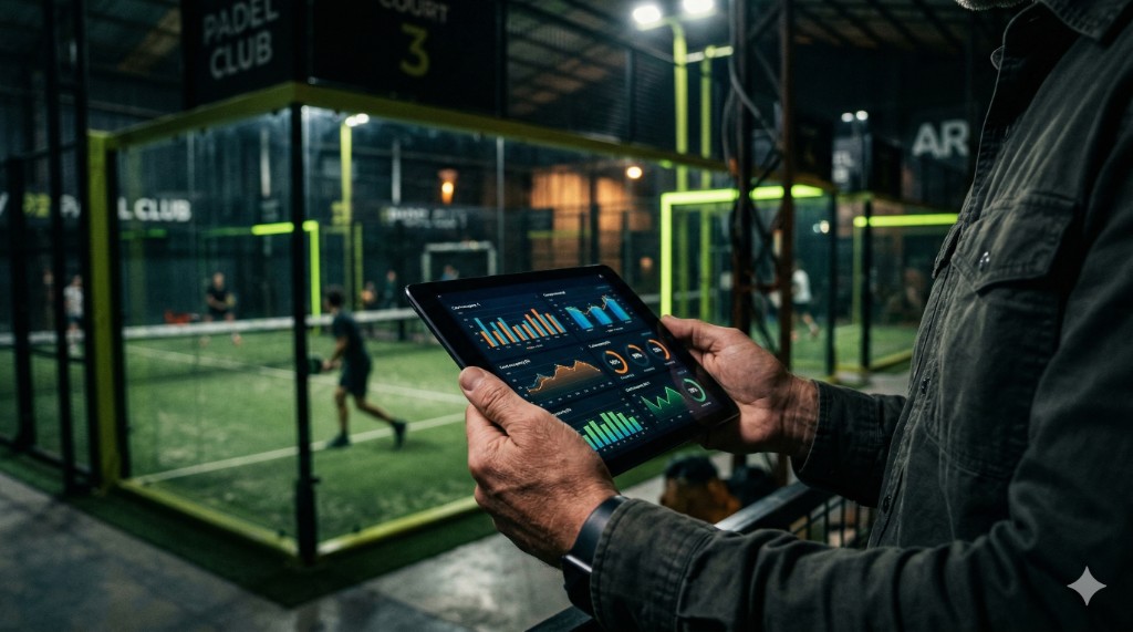 Admin revisando métricas del club